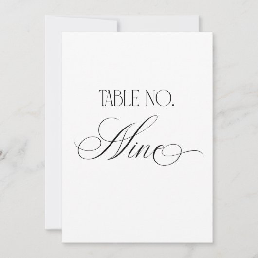 Luxe Script 5x7 Wedding Table Number Nine Sign Einladung (Vorderseite)