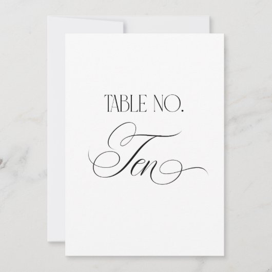 Luxe Script 5x7 Wedding Table Number Ten Sign Einladung (Vorderseite)
