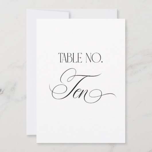 Luxe Script 5x7 Wedding Table Number Ten Sign Einladung (Rückseite)