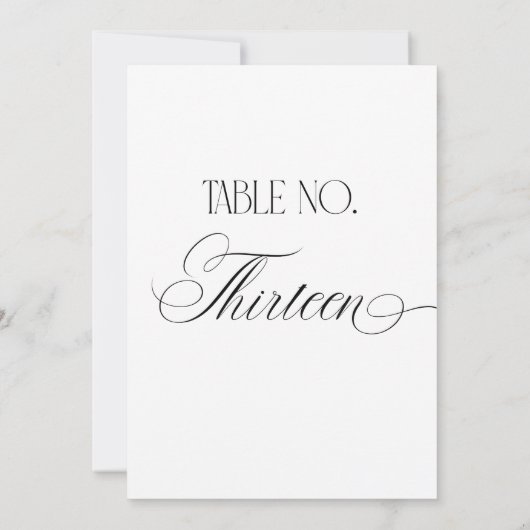 Luxe Script 5x7 Wedding Table Number Thirteen Sign Einladung (Rückseite)