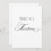 Luxe Script 5x7 Wedding Table Number Thirteen Sign Einladung (Vorne/Hinten)