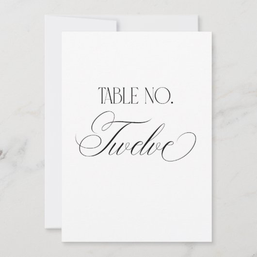 Luxe Script 5x7 Wedding Table Number Twelve Sign Einladung (Rückseite)