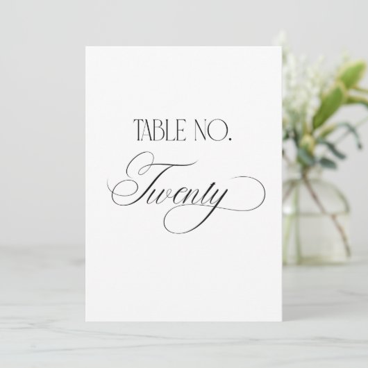 Luxe Script 5x7 Wedding Table Number Twenty Sign Einladung (Stehend Vorderseite)