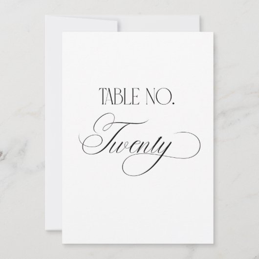 Luxe Script 5x7 Wedding Table Number Twenty Sign Einladung (Rückseite)