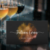 Luxe Script Black Gold Holographic Event Planner Visitenkarte