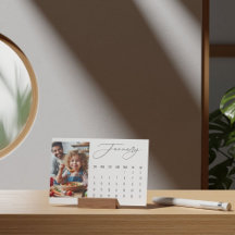 Luxe Script Easel Kalender Januar 2026