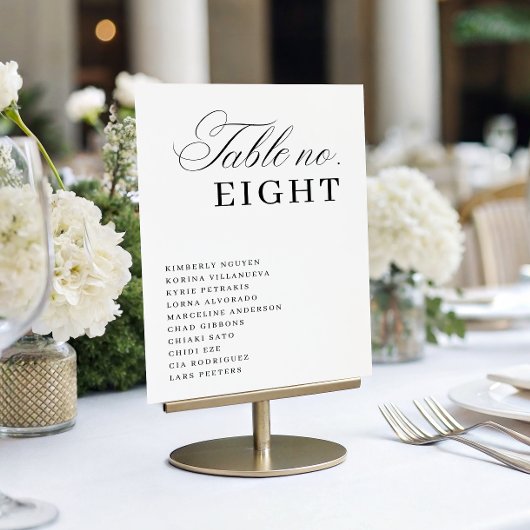 Luxe Script Seating Chart Names Elegant Wedding Tischnummer