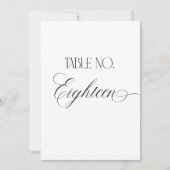 Luxe Script Wedding Table Number Eighteen Sign Einladung (Vorderseite)