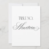 Luxe Script Wedding Table Number Nineteen Sign Einladung (Vorderseite)