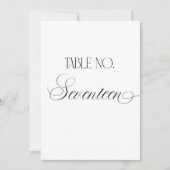 Luxe Script Wedding Table Number Seventeen Sign Einladung (Vorderseite)