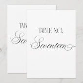 Luxe Script Wedding Table Number Seventeen Sign Einladung (Vorne/Hinten)