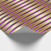 Luxe Shiny Gold und Royal Lila Stripes Geschenkpapier (Ecke)