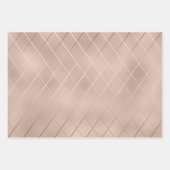 Luxe Silber und Rose Gold mit glatten Diagonallini Geschenkpapier Set (Vorderseite)