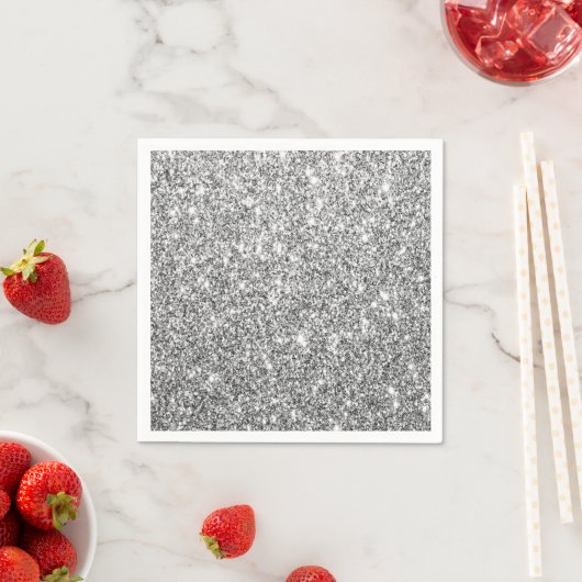Luxe Silver Glitzer Party Paper Napkin Serviette (Beispiel)