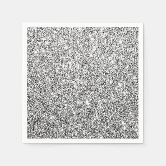 Luxe Silver Glitzer Party Paper Napkin Serviette (Vorderseite)