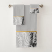LUXE SILVER GRAY TROPICAL BATHROOM TOWEL SET (Insitu)