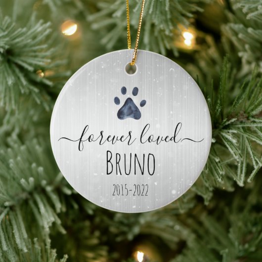 Luxe Silver Metal Forever Loved Pet Memorial Keramik Ornament (Baum)