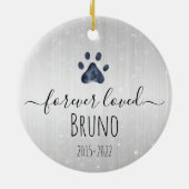 Luxe Silver Metal Forever Loved Pet Memorial Keramik Ornament (Hinten)