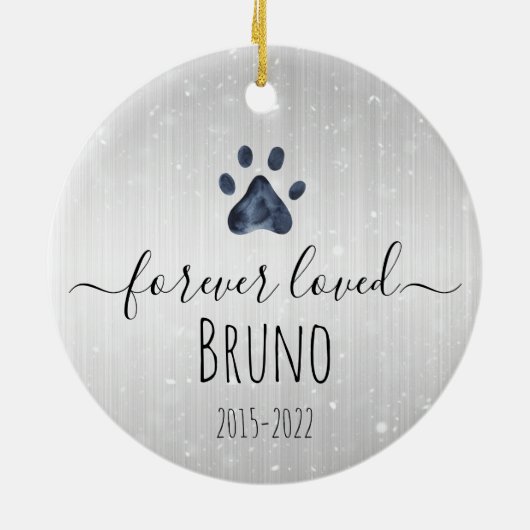 Luxe Silver Metal Forever Loved Pet Memorial Keramik Ornament (Hinten)