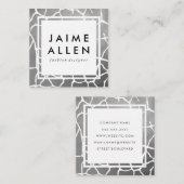 Luxe Silver Pattern Quadratische Visitenkarte (Vorne/Hinten)