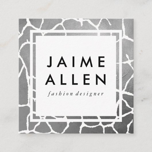 Luxe Silver Pattern Quadratische Visitenkarte (Vorderseite)