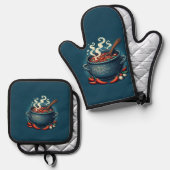 Luxe Silver Quilted Oven Mitt and Pot Holder Set (Vorderseite/Rückseite)