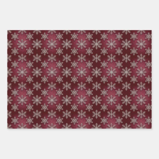 Luxe Silver Snowflakes Red Glitter Gift Wrap Set Geschenkpapier Set (Vorderseite 3)