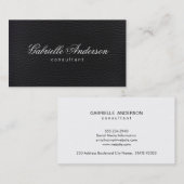 Luxe Simple Black Leather Visitenkarte (Vorne/Hinten)