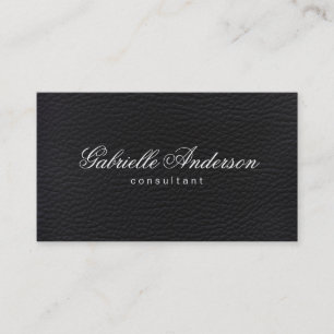 Luxe Simple Black Leather Visitenkarte