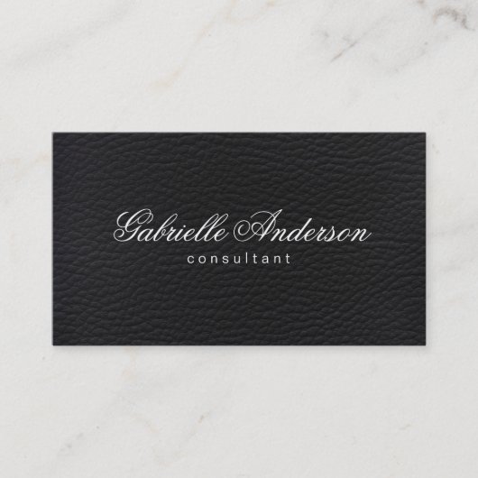 Luxe Simple Black Leather Visitenkarte (Vorderseite)