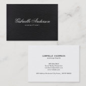 Luxe Simple Black Leather Visitenkarte (Vorne/Hinten)