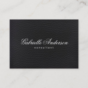 Luxe Simple Black Leather Visitenkarte