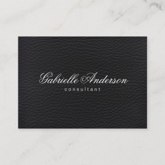 Luxe Simple Black Leather Visitenkarte (Vorderseite)