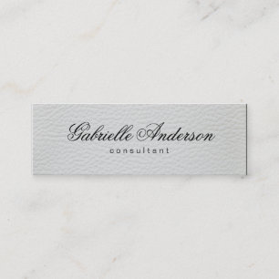Luxe Simple White Leather Mini Visitenkarte