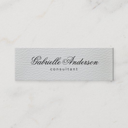 Luxe Simple White Leather Mini Visitenkarte (Vorderseite)