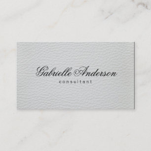 Luxe Simple White Leather Visitenkarte