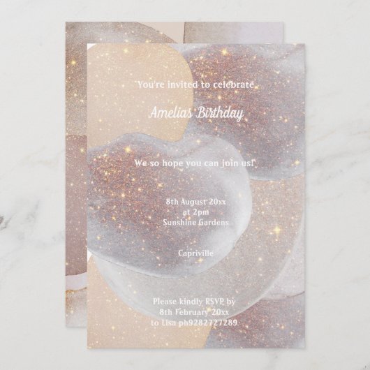 LUXE SPACE TALK BIRTHDAY PARTY INVITATION EINLADUNG (Vorne/Hinten)