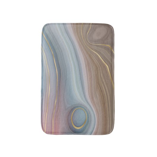 Luxe Strata | Dusty Slate Blue Taupe Pink Agate Badematte (Vorderseite Vertikal)