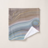 Luxe Strata | Dusty Slate Blue Taupe Pink Agate Badhandtuch Set (Waschlappen)