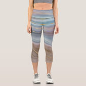 Luxe Strata | Dusty Slate Blue Taupe Pink Agate Capri Leggings (Vorderseite)