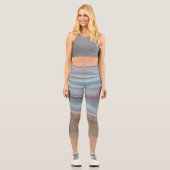 Luxe Strata | Dusty Slate Blue Taupe Pink Agate Capri Leggings (Vorderseite)