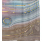 Luxe Strata | Dusty Slate Blue Taupe Pink Agate Duschvorhang (Vorderseite)