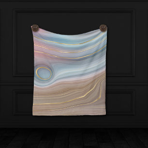 Luxe Strata Dusty Slate Blue Taupe Pink Agate Fleecedecke