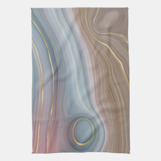 Luxe Strata | Dusty Slate Blue Taupe Pink Agate Geschirrtuch (Vertikal)