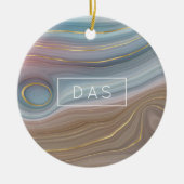 Luxe Strata | Dusty Slate Blue Taupe Pink Agate Keramik Ornament (Vorne)