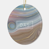 Luxe Strata | Dusty Slate Blue Taupe Pink Agate Keramik Ornament (Links)