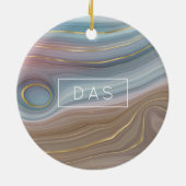 Luxe Strata | Dusty Slate Blue Taupe Pink Agate Keramik Ornament (Hinten)