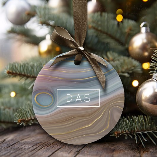 Luxe Strata | Dusty Slate Blue Taupe Pink Agate Keramik Ornament