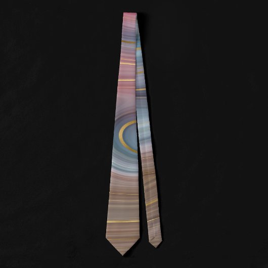 Luxe Strata | Dusty Slate Blue Taupe Pink Agate Krawatte