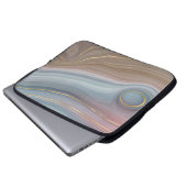 Luxe Strata | Dusty Slate Blue Taupe Pink Agate Laptopschutzhülle (Vorne Knopf)